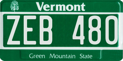VT license plate ZEB480
