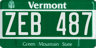 VT license plate ZEB487