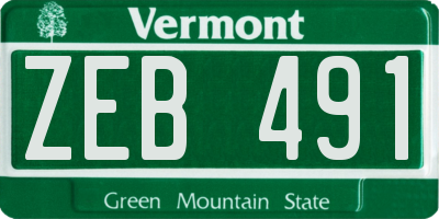 VT license plate ZEB491