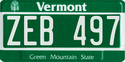 VT license plate ZEB497