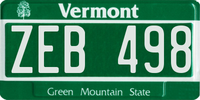 VT license plate ZEB498