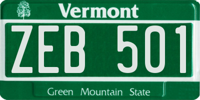 VT license plate ZEB501