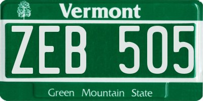 VT license plate ZEB505