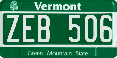 VT license plate ZEB506