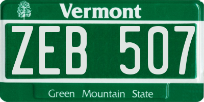 VT license plate ZEB507
