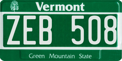 VT license plate ZEB508