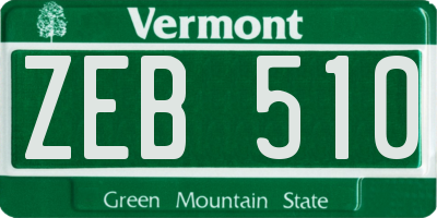 VT license plate ZEB510