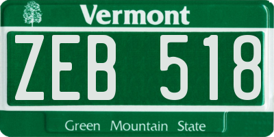 VT license plate ZEB518