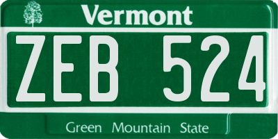 VT license plate ZEB524