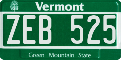 VT license plate ZEB525