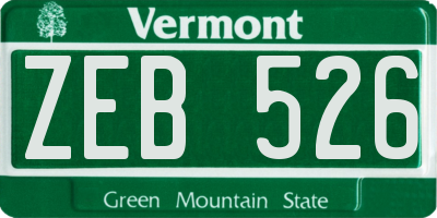 VT license plate ZEB526