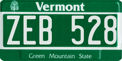 VT license plate ZEB528
