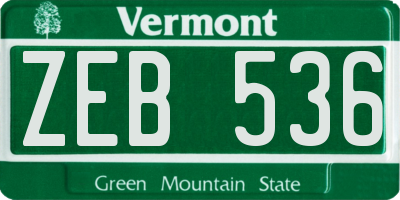 VT license plate ZEB536