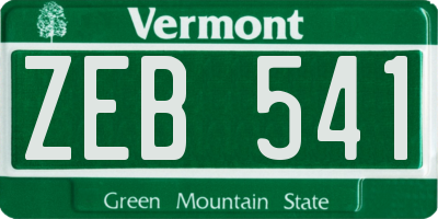 VT license plate ZEB541