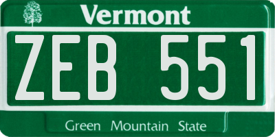 VT license plate ZEB551