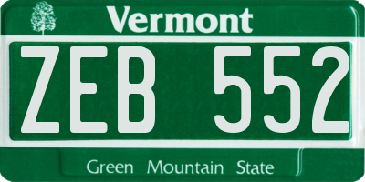 VT license plate ZEB552