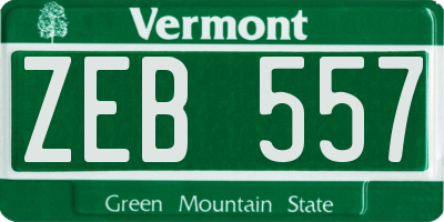 VT license plate ZEB557