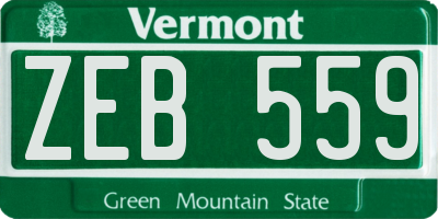 VT license plate ZEB559