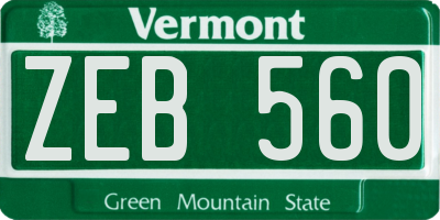 VT license plate ZEB560