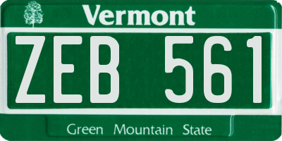 VT license plate ZEB561