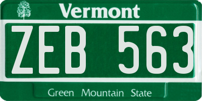 VT license plate ZEB563
