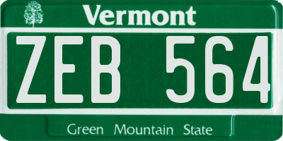 VT license plate ZEB564