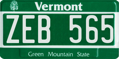 VT license plate ZEB565