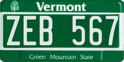 VT license plate ZEB567