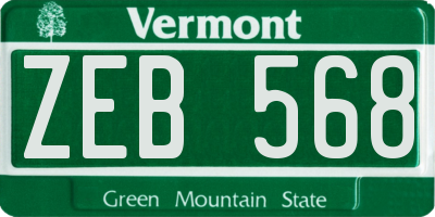 VT license plate ZEB568