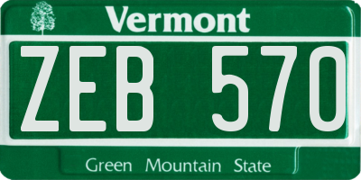 VT license plate ZEB570