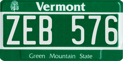 VT license plate ZEB576