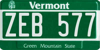 VT license plate ZEB577