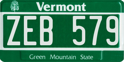 VT license plate ZEB579