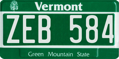 VT license plate ZEB584