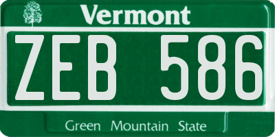 VT license plate ZEB586