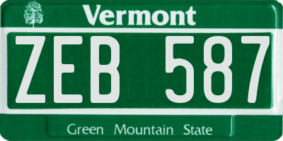 VT license plate ZEB587