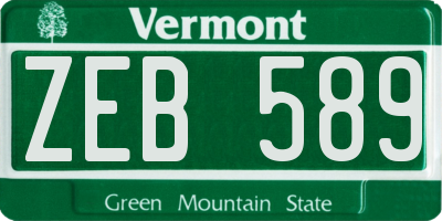 VT license plate ZEB589