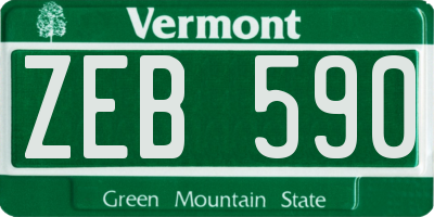 VT license plate ZEB590