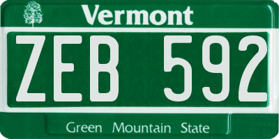 VT license plate ZEB592