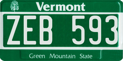 VT license plate ZEB593