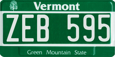 VT license plate ZEB595