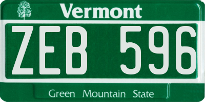 VT license plate ZEB596