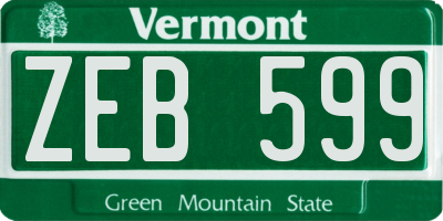 VT license plate ZEB599
