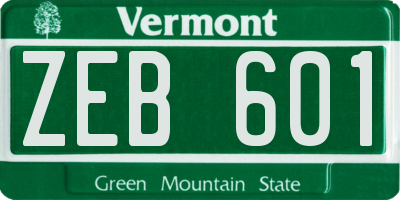 VT license plate ZEB601