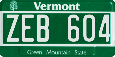 VT license plate ZEB604
