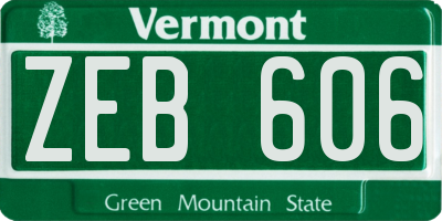 VT license plate ZEB606