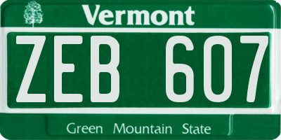 VT license plate ZEB607