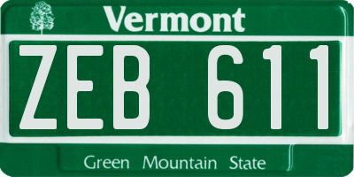 VT license plate ZEB611