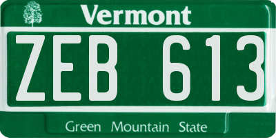 VT license plate ZEB613