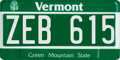 VT license plate ZEB615